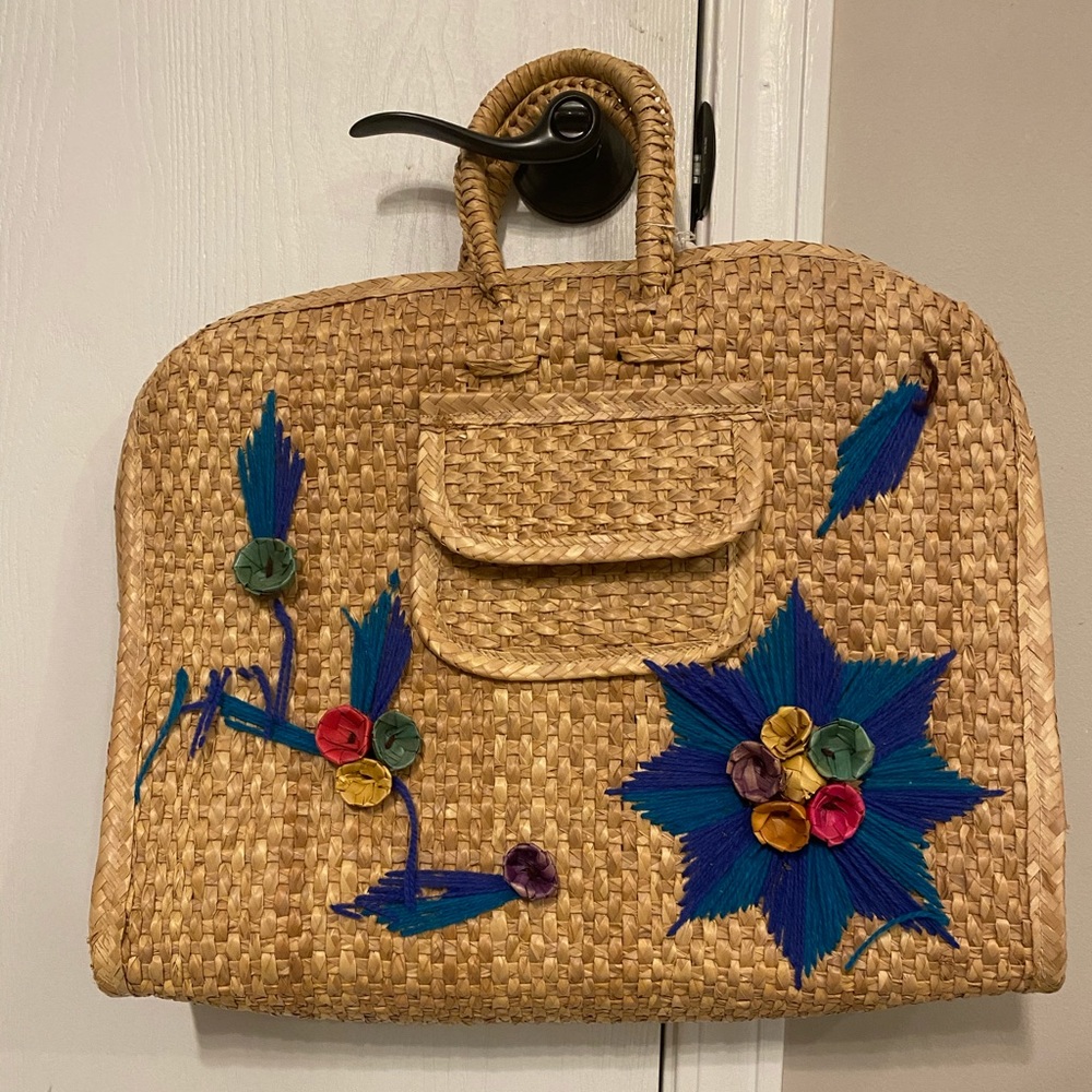 Large Wicker Rattan Vintage Tote Bag